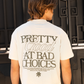 Pretty Good at Bad Choices Cream Cropped Tee