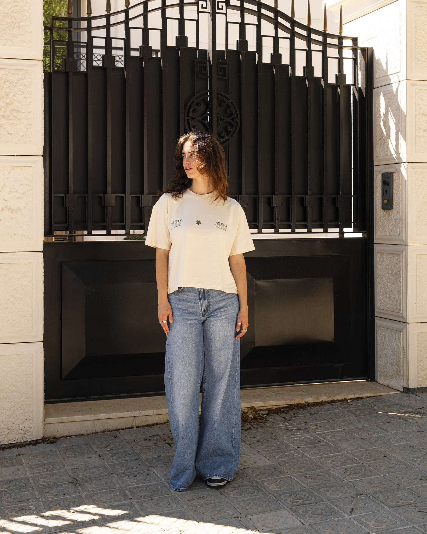 Pretty Good at Bad Choices Cream Cropped Tee