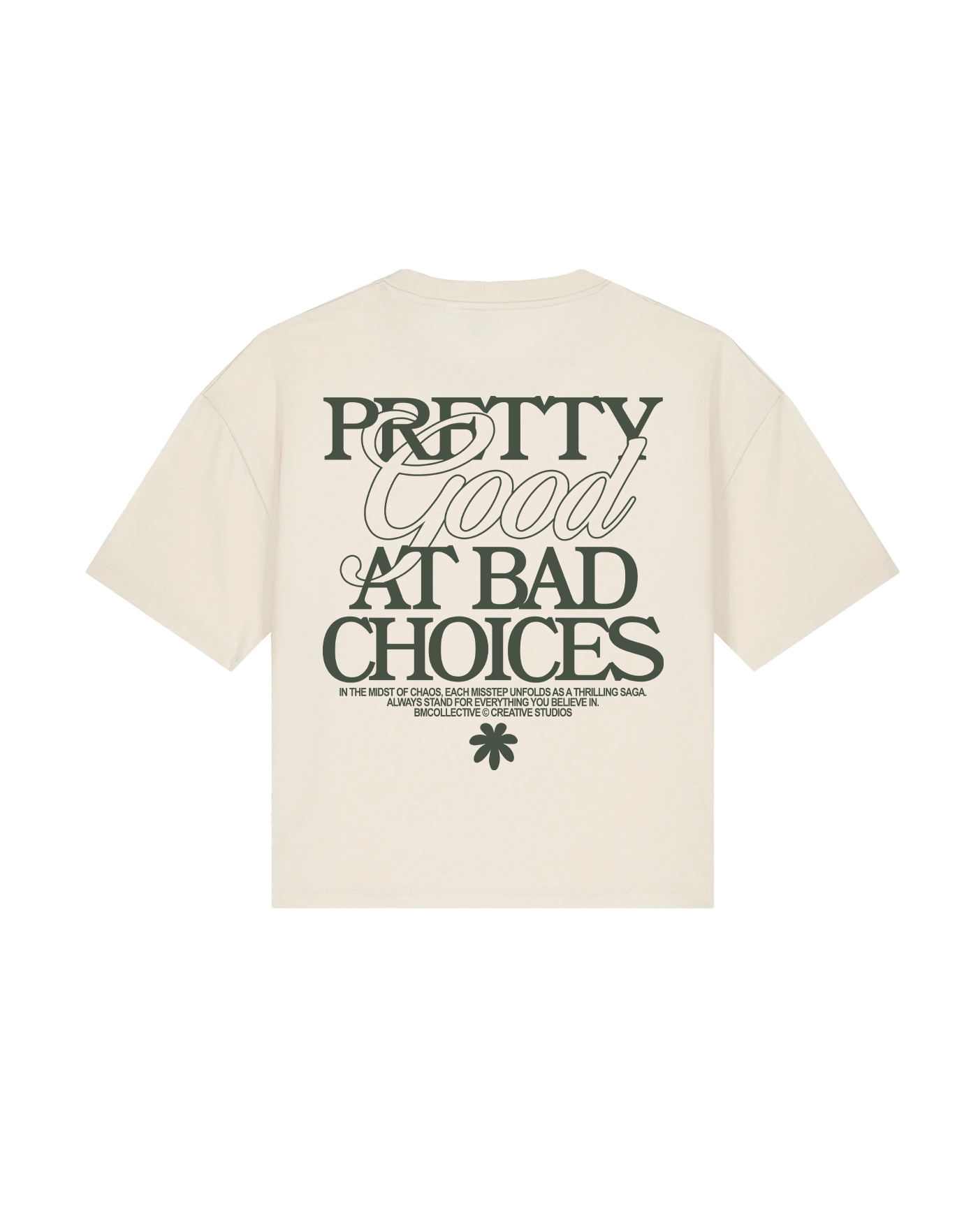 Pretty Good at Bad Choices Cream Cropped Tee