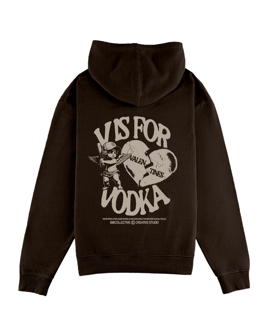 V is for Vodka Dark Brown Hoodie
